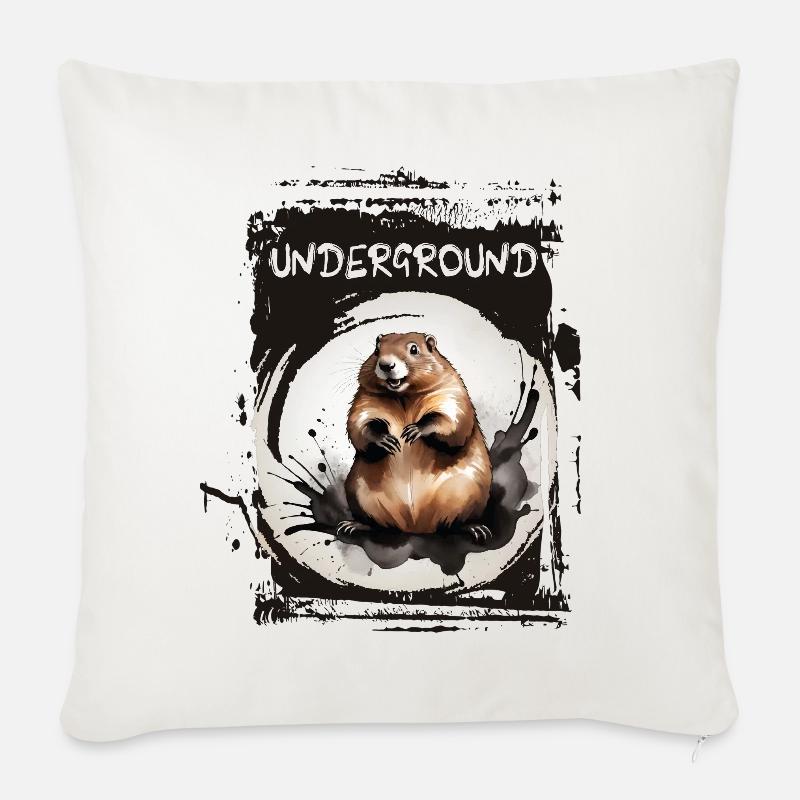Underground Murmeltier - Sofakissenbezug 45 x 45 cm - Naturweiß 