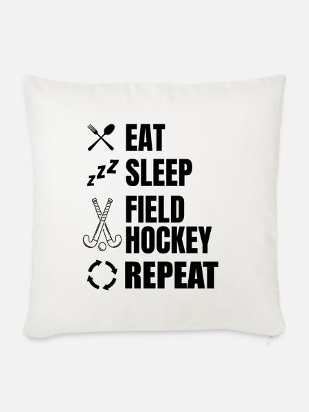 Feldhockey Tagesablauf - Sofakissenbezug 45 x 45 cm - Naturweiß