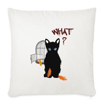 Little black cute kitten and bird - Sofa pillowcase 17,3'' x 17,3'' (45 x 45 cm) - natural white - Front