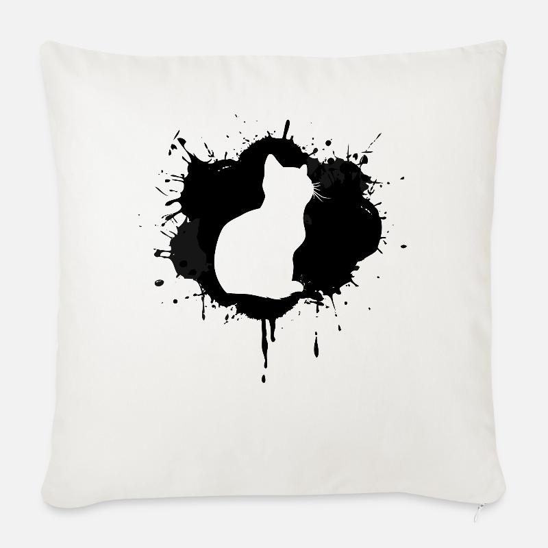 Chat - Housse de coussin décorative 45 x 45 cm - blanc nature