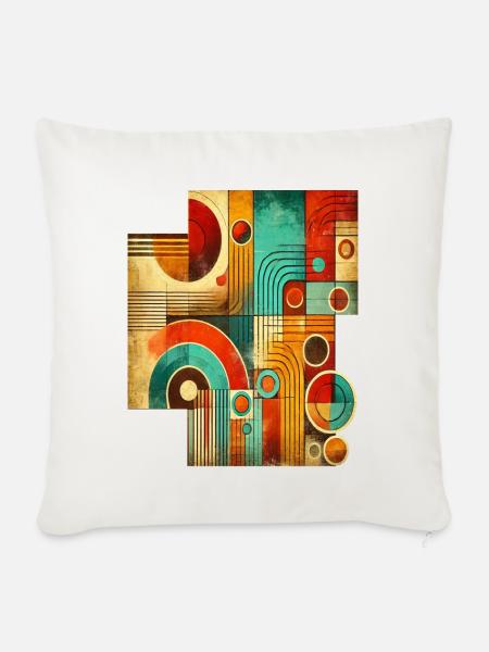 Abstraktes Retro-Bild T-Shirt - Sofakissenbezug 45 x 45 cm - Naturweiß 