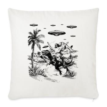 Jesus Dinosaur Fantasy Humor Religion Meme - Sofa pillowcase 17,3'' x 17,3'' (45 x 45 cm) - natural white - Front
