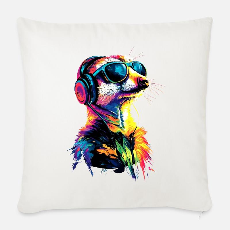 Erdmännchen Sonnenbrille Bunt Süßes Erdmännchen - Sofakissenbezug 45 x 45 cm - Naturweiß 