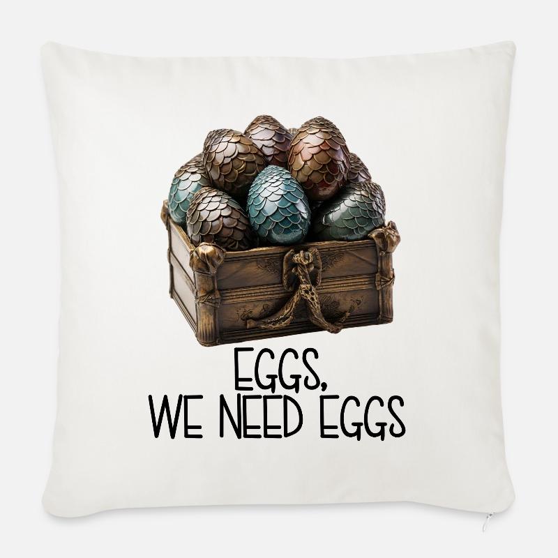 Eggs, We Need Eggs – Dragon Eggs Treasure Chest - Sofa pillowcase 17,3'' x 17,3'' (45 x 45 cm) - natural white