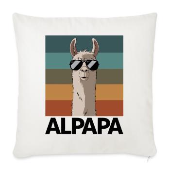 Papa Alpaga Papa Drôle Lama Cadeau de Fête des Pères - Housse de coussin décorative 45 x 45 cm - blanc nature - Devant