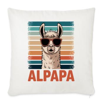Papa Alpaga Papa Drôle Lama Cadeau de Fête des Pères - Housse de coussin décorative 45 x 45 cm - blanc nature - Devant