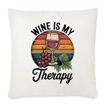 Le vin est ma tenue de verre à vin thérapeutique pour - Housse de coussin décorative 45 x 45 cm - blanc nature - Devant