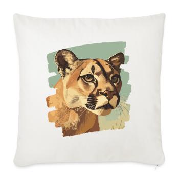 Lion de montagne Rétro - Housse de coussin décorative 45 x 45 cm - blanc nature - Devant