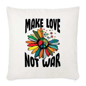 Make Love Not War Flower Power Hippie - Sofa pillowcase 17,3'' x 17,3'' (45 x 45 cm) - natural white - Front