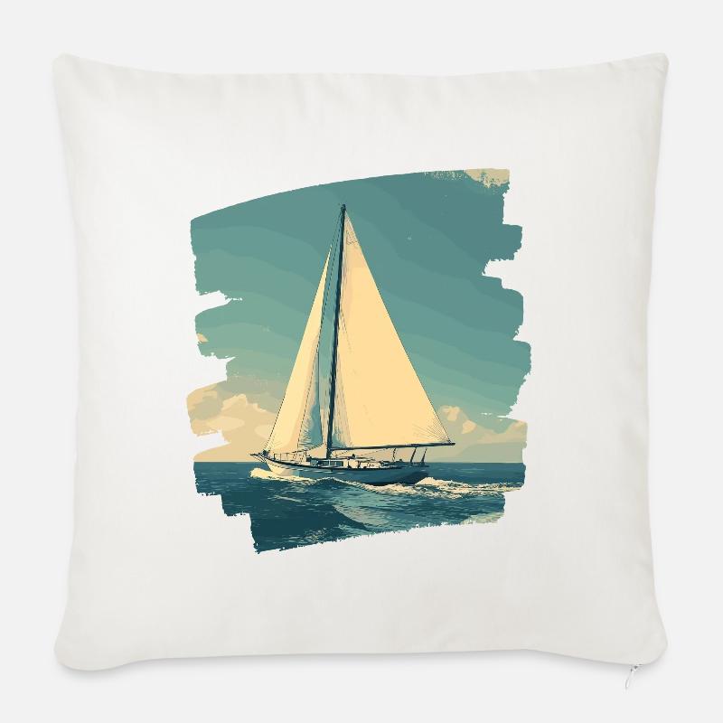 Segelboot Retro - Sofakissenbezug 45 x 45 cm - Naturweiß 