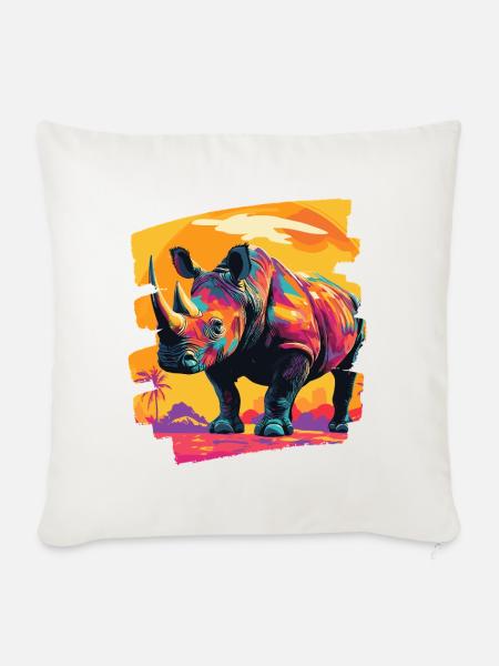 Nashorn - Sofakissenbezug 45 x 45 cm - Naturweiß
