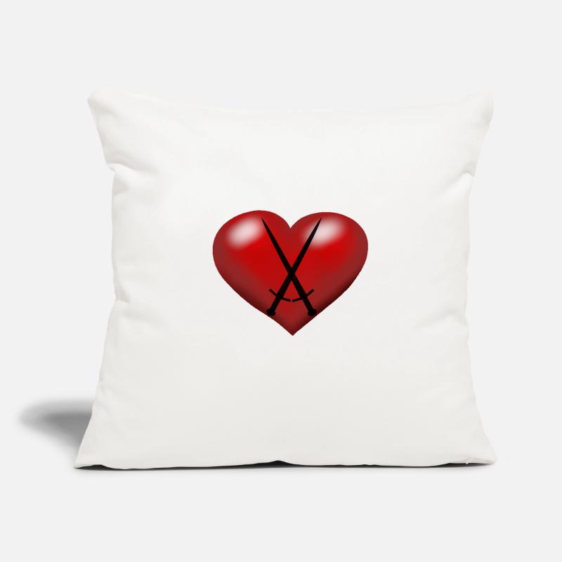 Coeur Coeurs Épées Épée Épéiste Housse de coussin décorative 45 x 45 cm