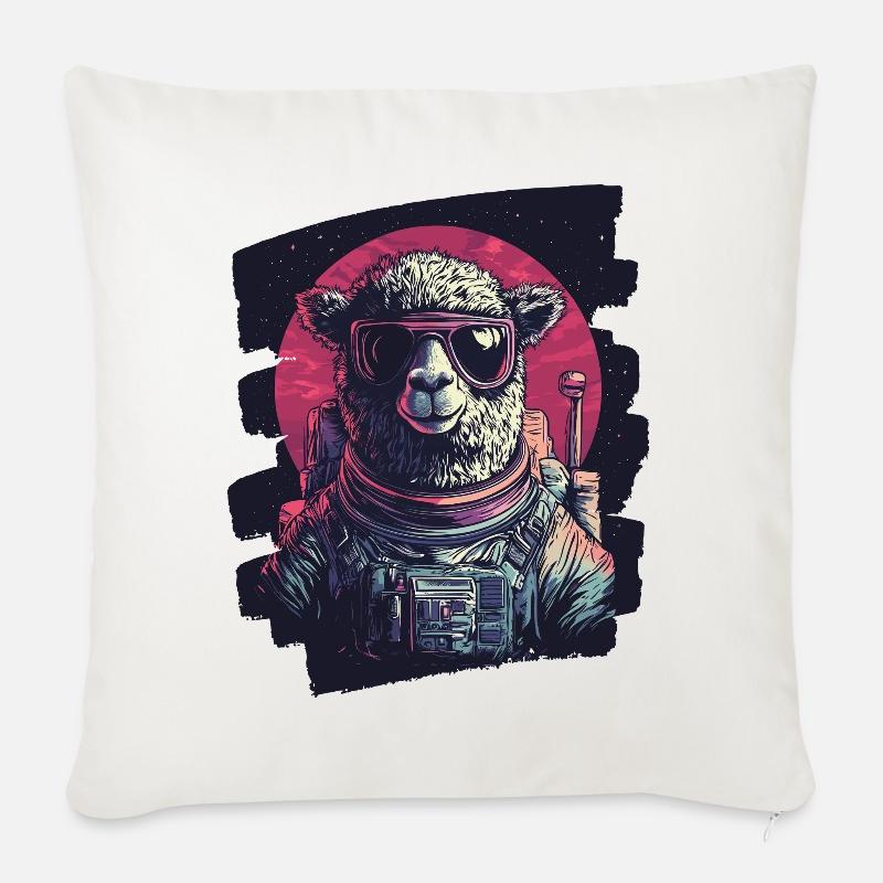 Lama Astronaut - Sofakissenbezug 45 x 45 cm - Naturweiß 
