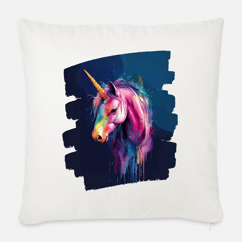 Einhorn - Sofakissenbezug 45 x 45 cm - Naturweiß 
