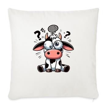 Drôle Vache Confuse Dessin Animé Yeux Écarquillés Maladroits - Housse de coussin décorative 45 x 45 cm - blanc nature - Devant