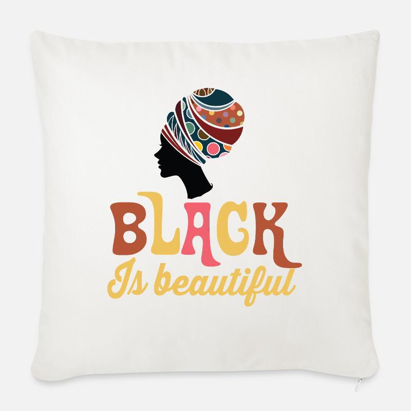 Couleur et puissance : le noir est une belle illustration d’art - Housse de coussin décorative 45 x 45 cm - blanc nature