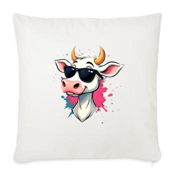 Se détendre avec des lunettes de soleil vache - Housse de coussin décorative 45 x 45 cm - blanc nature - Devant