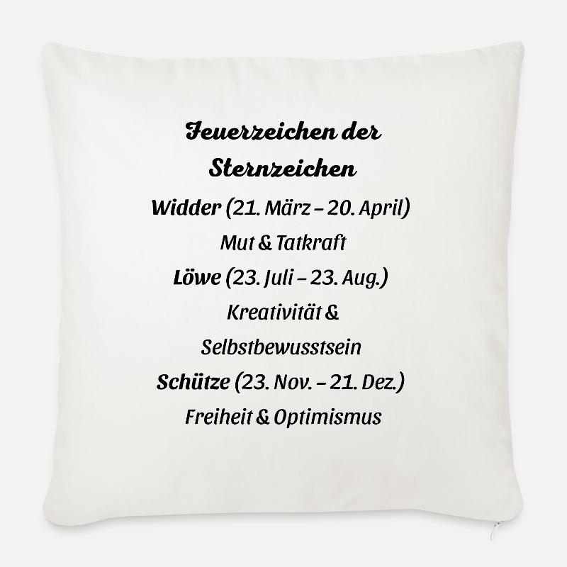 Feuerzeichen der Sternzeichen - Sofakissenbezug 45 x 45 cm - Naturweiß