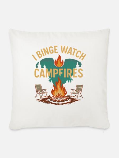 I Binge Watch Lagerfeuer - Sofakissenbezug 45 x 45 cm - Naturweiß 