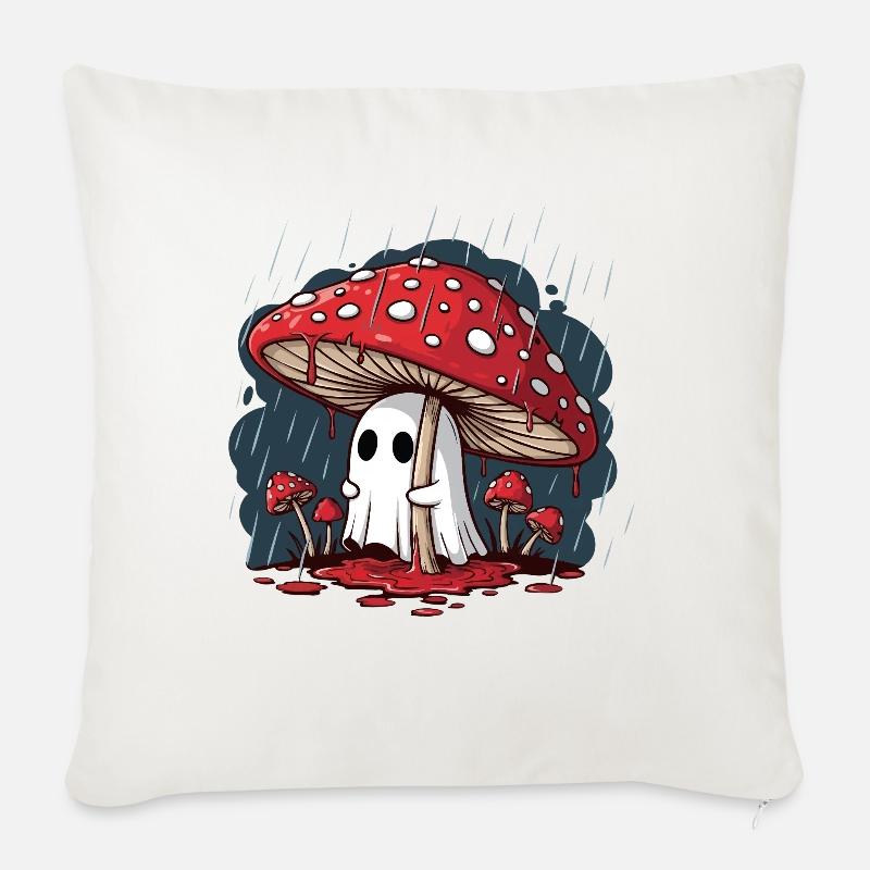 Fly Agaric Ghost — Gruseliger Halloween-Pilzgeist - Sofakissenbezug 45 x 45 cm - Naturweiß 