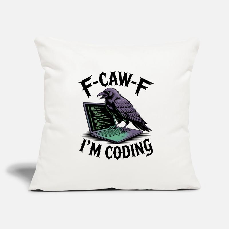 RabenCoder: Code Raven on the laptop Sofa pillowcase 17,3'' x 17,3'' (45 x 45 cm)