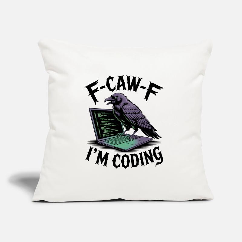 RabenCoder: Code Raven on the laptop Sofa pillowcase 17,3'' x 17,3'' (45 x 45 cm)