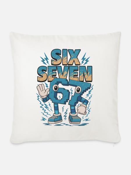 Kinder Meme 67 Six Seven 6 7 Italienisches Brainrot Shirt - Sofakissenbezug 45 x 45 cm - Naturweiß 