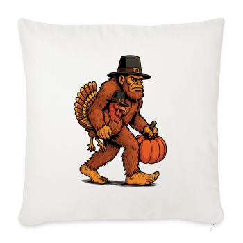 Bigfoot portant de la dinde Thanksgiving humour - Housse de coussin décorative 45 x 45 cm - blanc nature - Devant