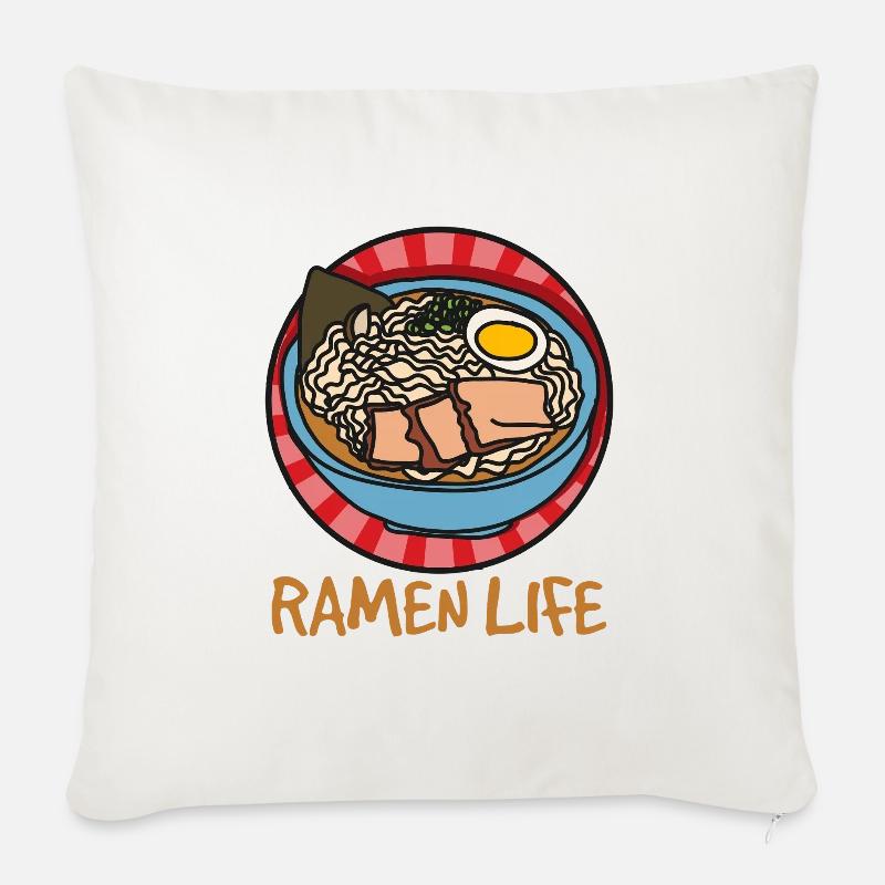 Ramen Life – Einfaches Ramen Design - Sofakissenbezug 45 x 45 cm - Naturweiß 
