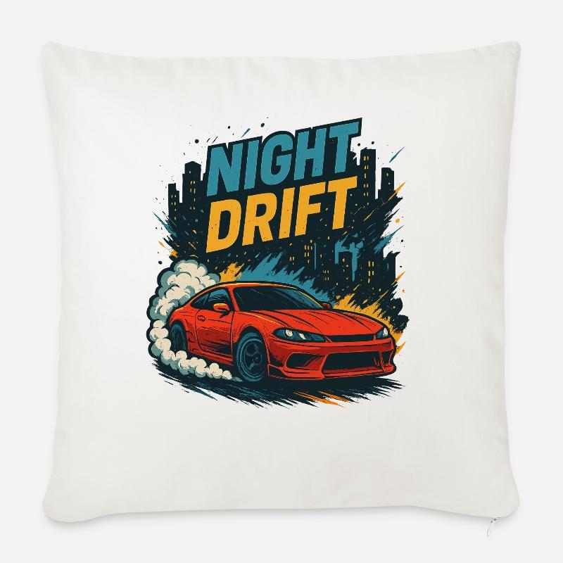 Night Drift Rotes JDM Coupe In Der Stadt - Sofakissenbezug 45 x 45 cm - Naturweiß 