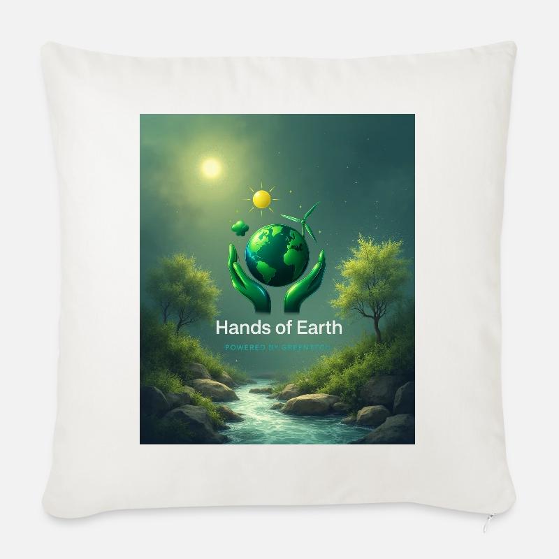 La Terre entre des mains vertes - Housse de coussin décorative 45 x 45 cm - blanc nature