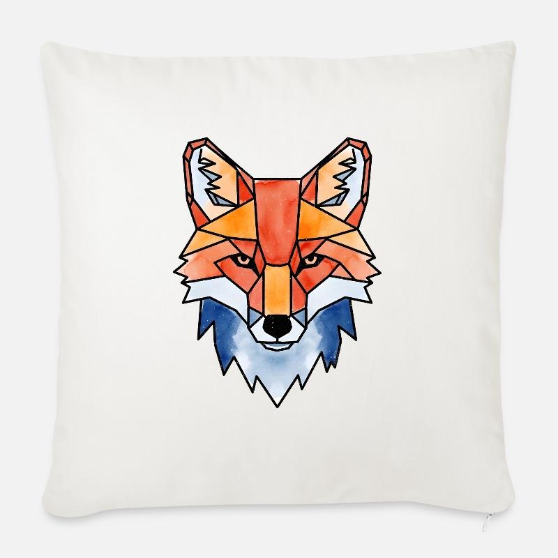 Geometrischer Aquarellfuchs Fuchs Wasserfarben - Sofakissenbezug 45 x 45 cm - Naturweiß 