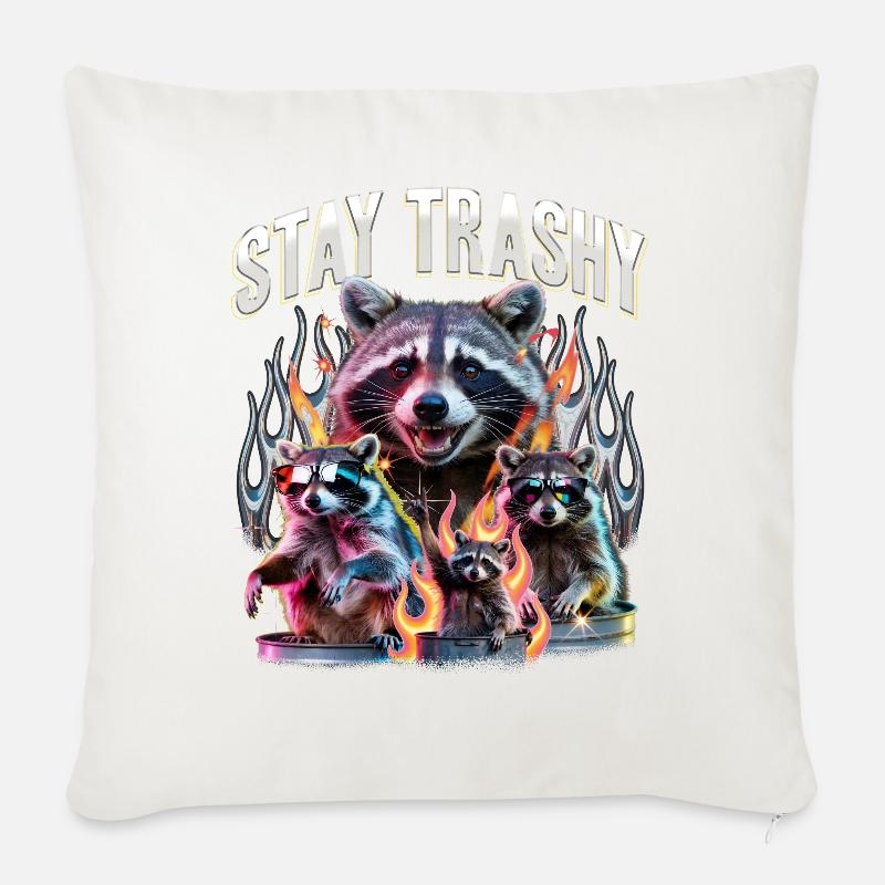 Drôle de raton laveur - Housse de coussin décorative 45 x 45 cm - blanc nature