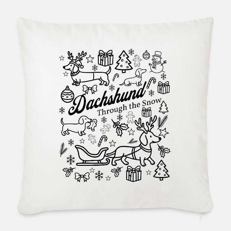 Conception de la neige teckel - Housse de coussin décorative 45 x 45 cm - blanc nature