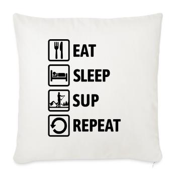 Mange, Dors, SUP, Répétez - Standup Paddling - Housse de coussin décorative 45 x 45 cm - blanc nature - Devant