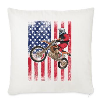 Dirt Biking USA-Flagge - Sofakissenbezug 45 x 45 cm - Naturweiß  - Vorne