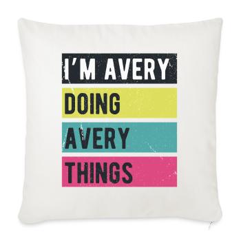 Ich mache Avery Things Retro-Farben - Sofakissenbezug 45 x 45 cm - Naturweiß  - Vorne