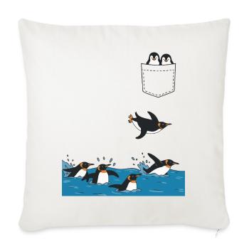 Penguin Jump Into The Water Pocket Design - Sofa pillowcase 17,3'' x 17,3'' (45 x 45 cm) - natural white - Front