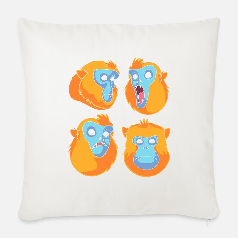 Snub-nosed monkey Monkey Chimpansee - Soffkuddsöverdrag, 45 x 45 cm - naturvit