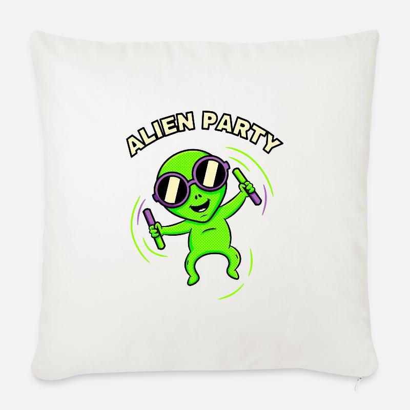 Alien Party  - Sofakissenbezug 45 x 45 cm - Naturweiß 