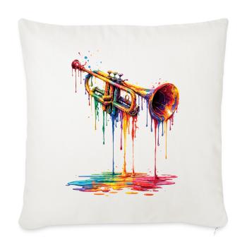 Trumpet with dripping paint - Sofa pillowcase 17,3'' x 17,3'' (45 x 45 cm) - natural white - Front