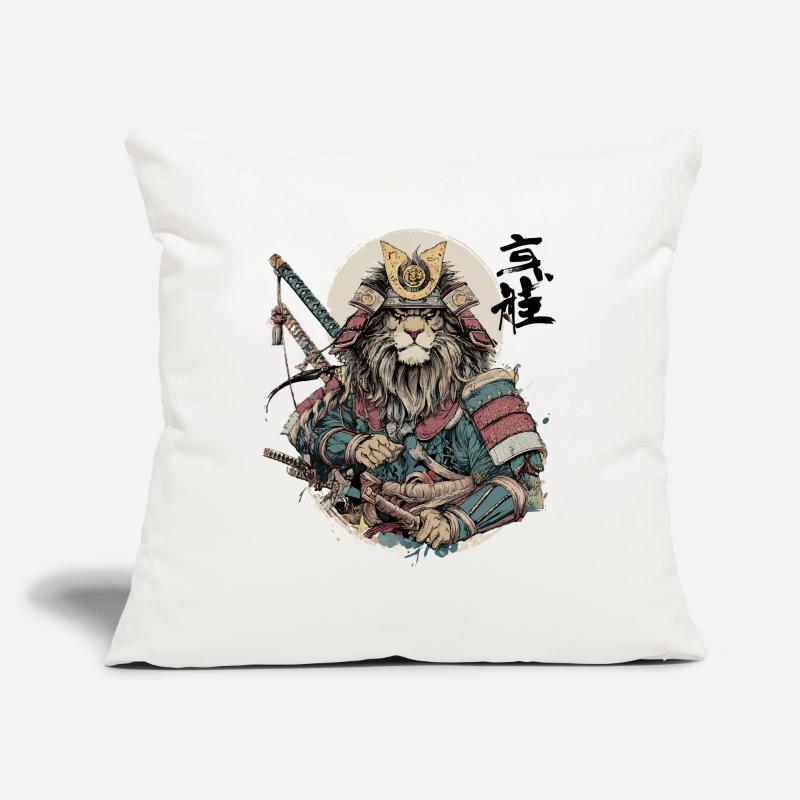 Lion Samurai Armor Warrior Sofa pillowcase 17,3'' x 17,3'' (45 x 45 cm)