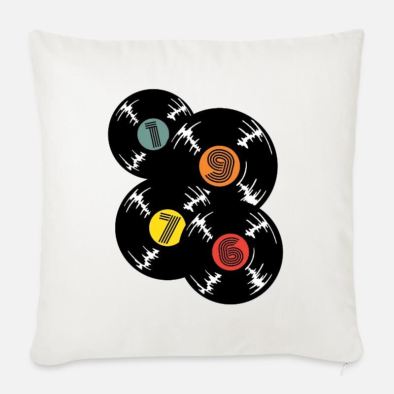 Millésime 1976 - Housse de coussin décorative 45 x 45 cm - blanc nature