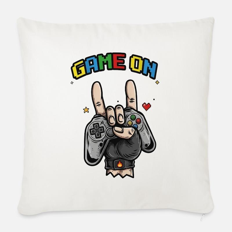 Game On Handzeichen Illustration - Sofakissenbezug 45 x 45 cm - Naturweiß 