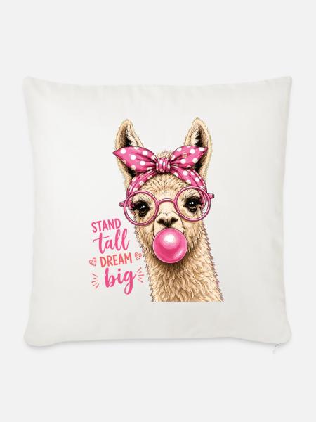 Stand Tall Lama Dream Big Shirt - Sofakissenbezug 45 x 45 cm - Naturweiß