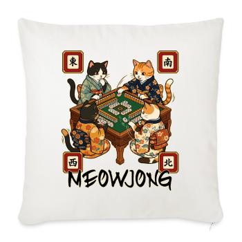 Meowjong Cute Cat Mahjong Game Social Club - Sofa pillowcase 17,3'' x 17,3'' (45 x 45 cm) - natural white - Front