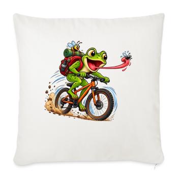 Funny Frog Riding Bicycle Cartoon - Sofakissenbezug 45 x 45 cm - Naturweiß  - Vorne