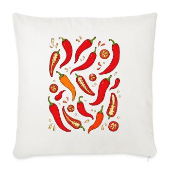 Chili Schoten | Schärfe & Küche - Sofakissenbezug 45 x 45 cm - Naturweiß  - Vorne
