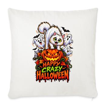 Happy Crazy Halloween Cat – Spooky Pumpkin  - Sofakissenbezug 45 x 45 cm - Naturweiß  - Vorne