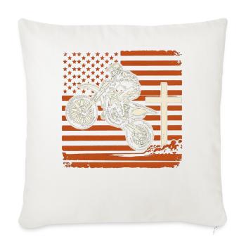 Patriotische Dirtbike-Tarnflagge - Sofakissenbezug 45 x 45 cm - Naturweiß  - Vorne